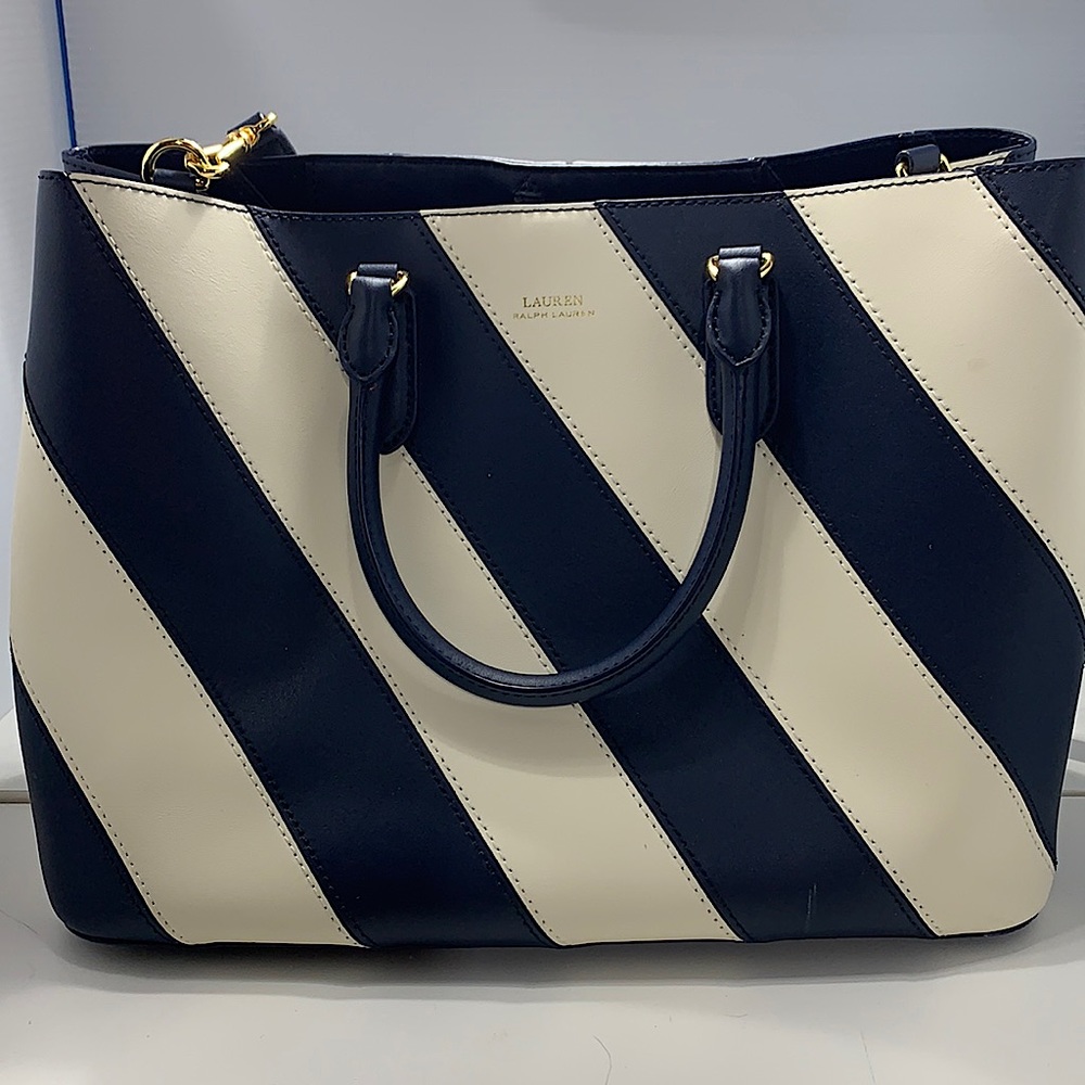 Ralph Lauren Navy Blue Creme Bag Pocketbook